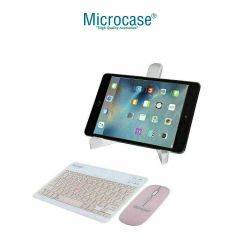 Microcase Vorcom Ultrapad 10.36 inch Tablet Uyumlu Tablet Çanta+Türkçe Bluetooth Klavye +Mouse+ Standı - Pembe AL8127