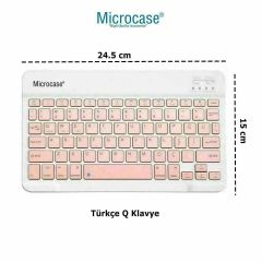 Microcase Vorcom Ultrapad 10.36 inch Tablet Uyumlu Tablet Çanta+Türkçe Bluetooth Klavye +Mouse+ Standı - Pembe AL8127