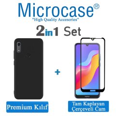 Huawei Y6 2019 - Honor 8A Premium Silikon Kılıf + Tam Kaplar Cam