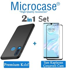 Huawei P30 Lite Premium Matte Silikon Kılıf + Tam Kaplayan Cam