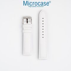 Microcase Huawei Watch GT 4 46mm ile Uyumlu  22mm Universal Deri Kordon Kayış-KY98 Beyaz