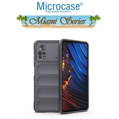 Microcase Xiaomi Poco X4 Pro 5G Miami Serisi Darbeye Dayanıklı Silikon Kılıf - Koyu Gri