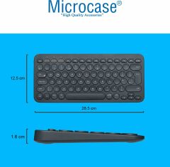 Microcase Tablet Telefon Bilgisayar için Yuvarlak Tuşlu Türkçe Q Bluetooth Kablosuz Klavye Android iOS Windows Uyumlu - AL3048
