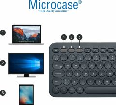 Microcase Tablet Telefon Bilgisayar için Yuvarlak Tuşlu Türkçe Q Bluetooth Kablosuz Klavye Android iOS Windows Uyumlu - AL3048