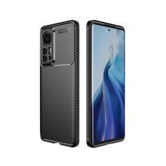 Microcase Xiaomi Mi 12 Pro Maxy Serisi Carbon Fiber Silikon Kılıf-Siyah