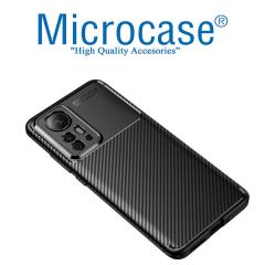 Microcase Xiaomi Mi 12 Pro Maxy Serisi Carbon Fiber Silikon Kılıf-Siyah