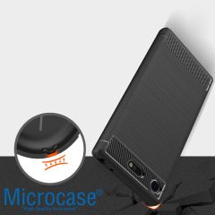 Sony Xperia XZ1 Compact Carbon Fiber Silikon TPU Kılıf + Cam