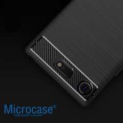 Sony Xperia XZ1 Compact Carbon Fiber Silikon TPU Kılıf + Cam