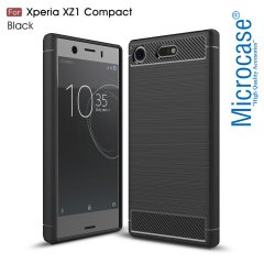 Sony Xperia XZ1 Compact Carbon Fiber Silikon TPU Kılıf + Cam