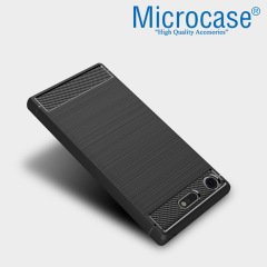 Sony Xperia XZ1 Compact Carbon Fiber Silikon TPU Kılıf + Cam