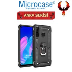 Microcase Huawei P40 Lite E / Y7P Anka Serisi Yüzük Standlı Armor Kılıf - Siyah