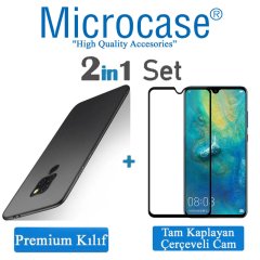 Huawei Mate 20 Premium Matte Silikon Kılıf + Tam Kaplayan Cam