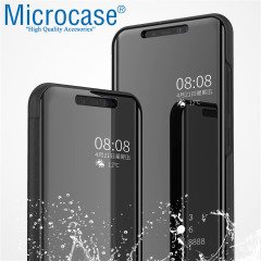 Microcase Xiaomi Mi 8 SE Aynalı Clear View Flip Cover Kılıf SİYAH