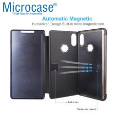 Microcase Xiaomi Mi 8 SE Aynalı Clear View Flip Cover Kılıf SİYAH