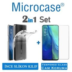 Microcase Oppo Reno Ultra İnce 0.2 mm Soft Silikon Kılıf + Tempered Glass Cam Koruma (SEÇENEKLİ)