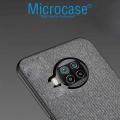 Microcase Xiaomi Mi 10T Lite Fabrik Serisi Kumaş ve Deri Desen Kılıf - Gri