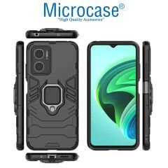Microcase Xiaomi Redmi Note 11E / Redmi 10 5G Batman Serisi Yüzük Standlı Armor Kılıf - Siyah AL3349