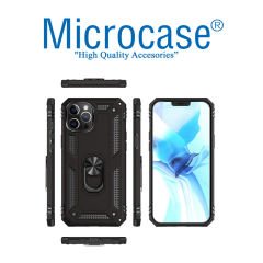 Microcase iPhone 12 Pro Anka Serisi Yüzük Standlı Armor Kılıf - Siyah