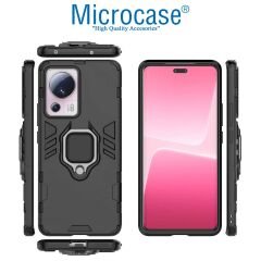 Microcase Xiaomi 13 Lite / Civi 2 Batman Serisi Yüzük Standlı Armor Kılıf - Siyah AL3349