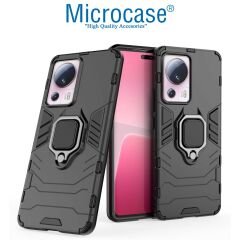 Microcase Xiaomi 13 Lite / Civi 2 Batman Serisi Yüzük Standlı Armor Kılıf - Siyah AL3349