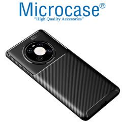 Microcase Huawei Mate 40 Pro Maxy Serisi Carbon Fiber Silikon Kılıf - Siyah