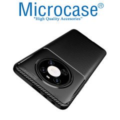 Microcase Huawei Mate 40 Pro Maxy Serisi Carbon Fiber Silikon Kılıf - Siyah
