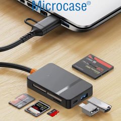 Microcase Type C Lightning USB 3.0 Çift Kart Okuyucu 8in1 USB OTG SD/TF - AL4586