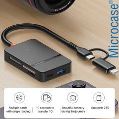 Microcase Type C Lightning USB 3.0 Çift Kart Okuyucu 8in1 USB OTG SD/TF - AL4586
