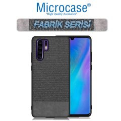 Microcase Huawei P30 Pro Fabrik Serisi Kumaş ve Deri Desen Kılıf - Siyah