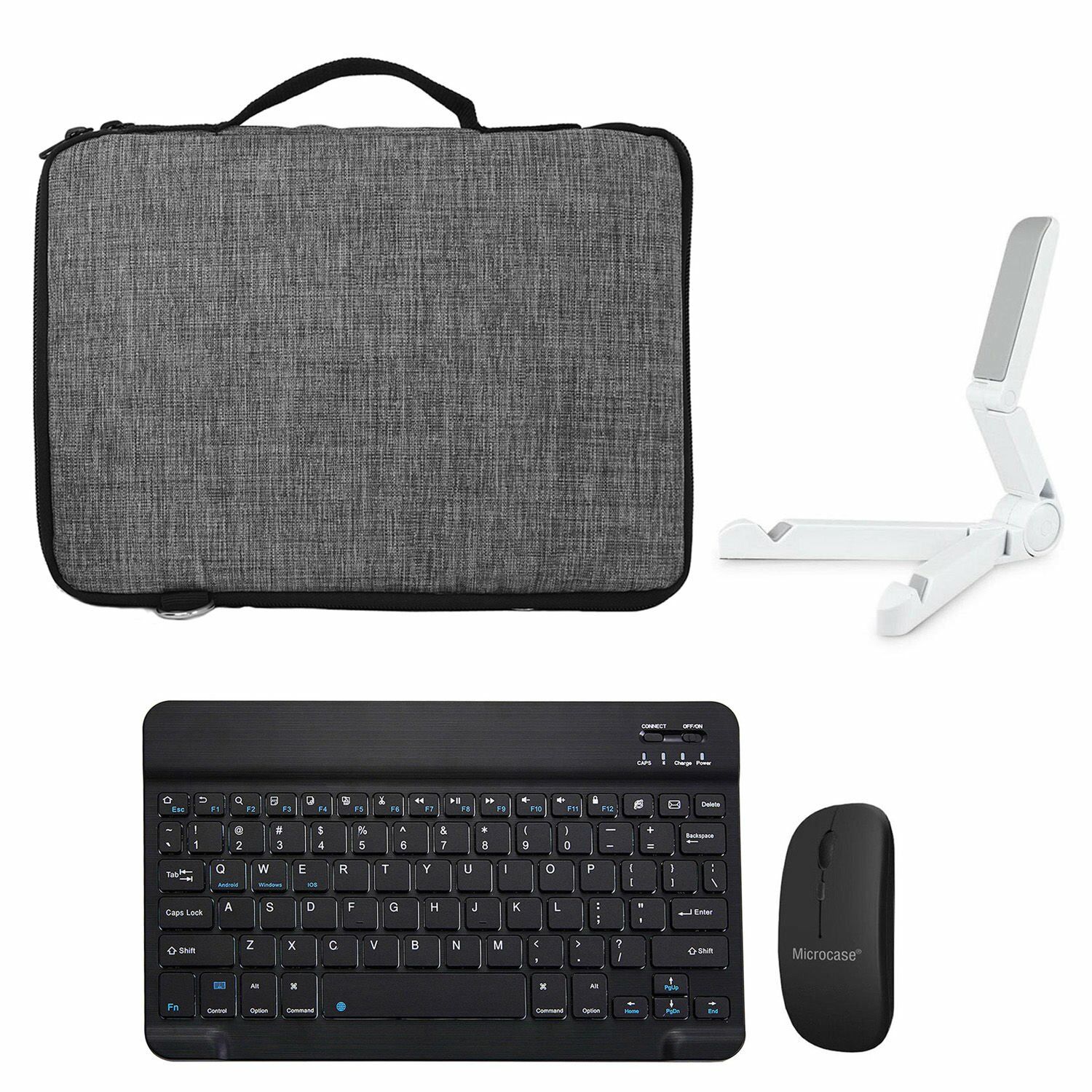 Microcase Samsung Galaxy Tab Active 3 SM-T575 Tablet Çanta + Bluetooth Klavye + Mouse + Tablet Standı - AL8112