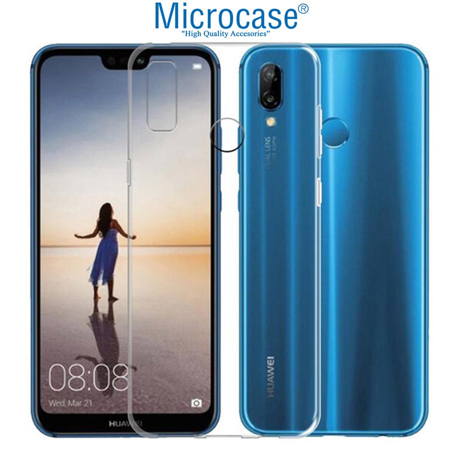 Huawei P20 Lite İnce 0.2 mm Soft Silikon Kılıf + Cam Koruma