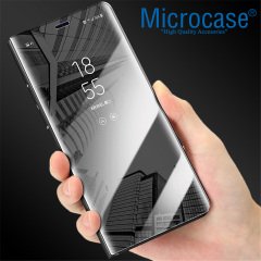 Microcase Galaxy S6 Aynalı Kapak Clear View FlipCover Kılıf-SİYAH