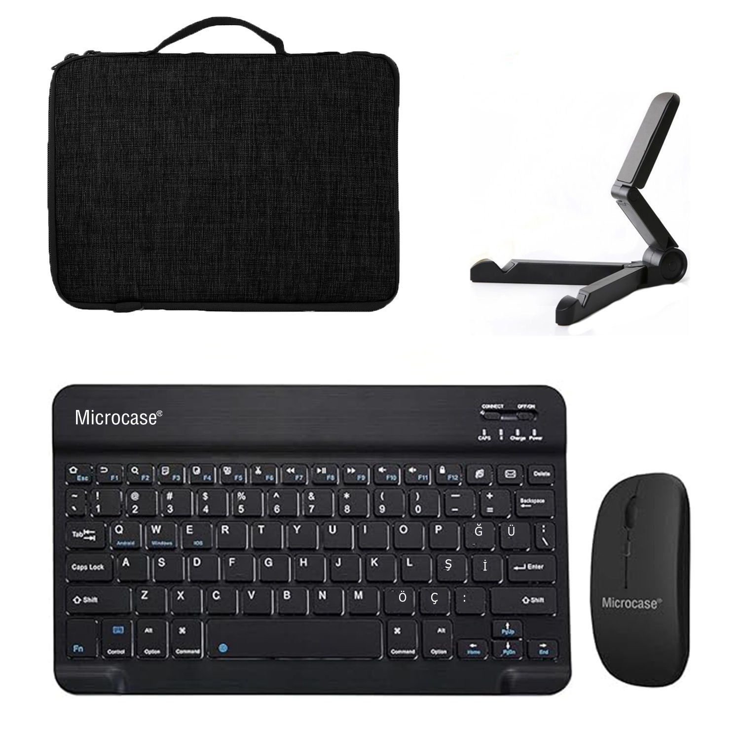 Microcase Xiaomi Pad 7/Pad 7 Pro Tablet Uyumlu Tablet Çanta+Türkçe Bluetooth Klavye+Mouse+Tablet Standı-Siyah AL8128