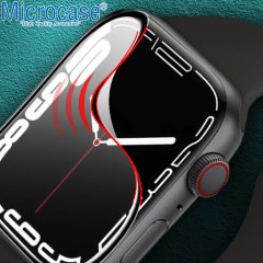 Microcase Apple Watch 7 41mm Tam Kaplayan Kavisli Ekran Koruyucu 3D Pet Film - Siyah