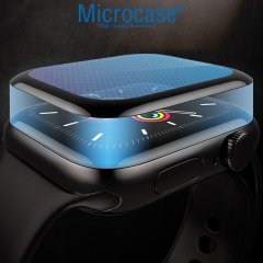 Microcase Apple Watch 7 41mm Tam Kaplayan Kavisli Ekran Koruyucu 3D Pet Film - Siyah