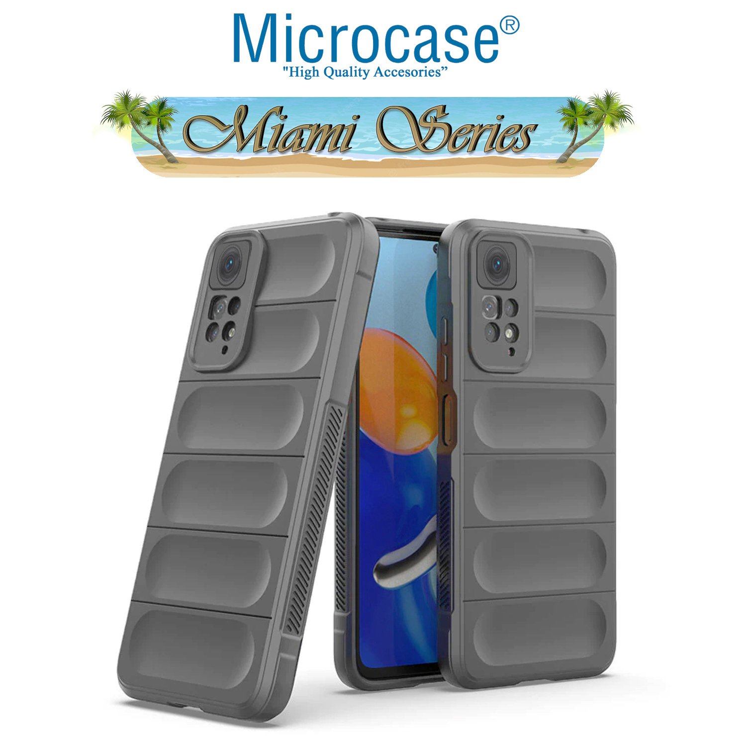 Microcase Xiaomi Redmi Note 11 Çin Versiyon Miami Serisi Darbeye Dayanıklı Silikon Kılıf - Açık Gri