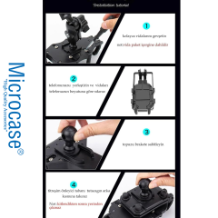 Microcase ZR844 Gidon ve Ayna Bağlantılı 360 Derece Dönen Titreşim Önleyici Motosiklet Scooter Telefon Tutucu - AL5075