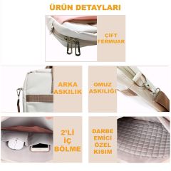Microcase Vorcom Ultrapad 10.36 inch için Tablet Çantası 2 Bölmeli AL4227 Krem Pembe Mavi