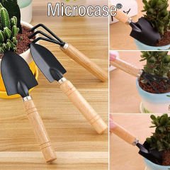 Microcase Ahşap Saplı Mini 3'lü Saksı Bahçe Toprak Tırmık Kürek Seti - AL4680