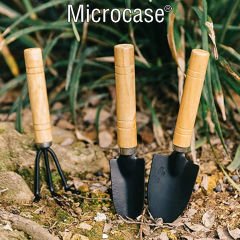 Microcase Ahşap Saplı Mini 3'lü Saksı Bahçe Toprak Tırmık Kürek Seti - AL4680