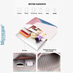 Microcase Vorcom QuartzPro 10.1 inch için Tablet Çantası 2 Bölmeli AL4227 Krem Pembe Mavi