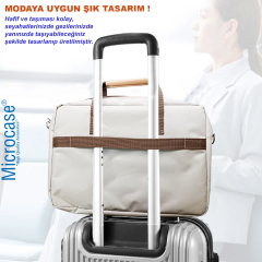 Microcase Vorcom QuartzPro 10.1 inch için Tablet Çantası 2 Bölmeli AL4227 Krem Pembe Mavi