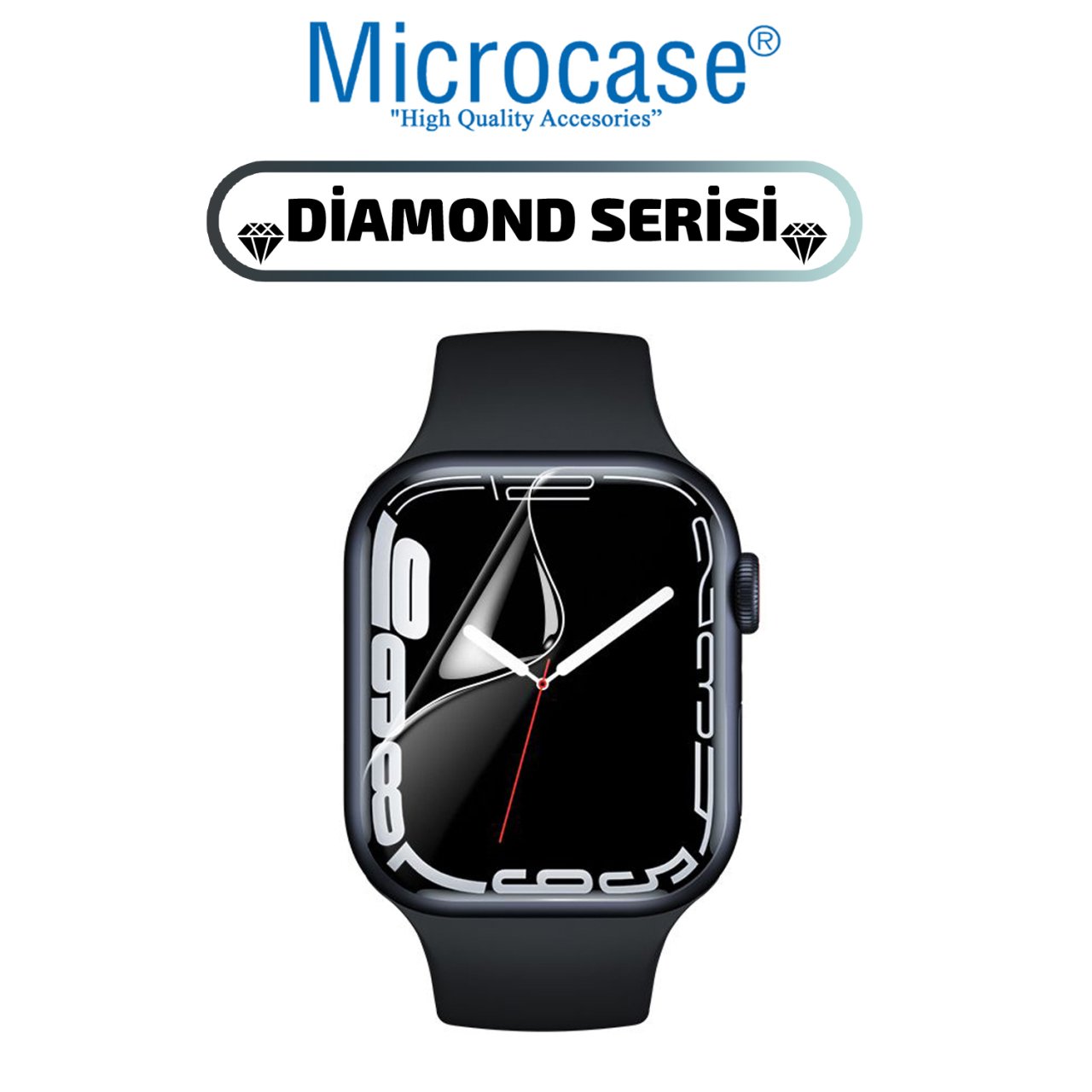 Microcase Apple Watch 7 41 mm Diamond Serisi Parmak İzi Bırakmayan TPU Ekran Koruma Filmi - Şeffaf