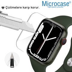 Microcase Apple Watch 7 41 mm Diamond Serisi Parmak İzi Bırakmayan TPU Ekran Koruma Filmi - Şeffaf