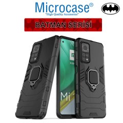 Microcase Xiaomi Mi 10T Pro Batman Serisi Yüzük Standlı Armor Kılıf - Siyah