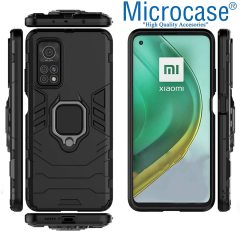 Microcase Xiaomi Mi 10T Pro Batman Serisi Yüzük Standlı Armor Kılıf - Siyah