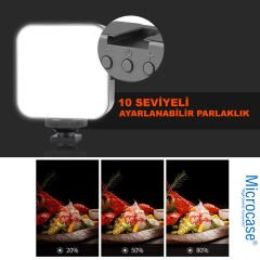 Microcase Şarjlı Çok Fonksiyonlu Ayarlanabilir Ürün Çekim Işığı RGB Softbox Fotoğraf Stüdyo Aydınlatması Cep Ledi AL4256
