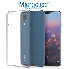 Huawei P20 İnce 0.2 mm Soft Silikon Kılıf + Tempered Glass Cam