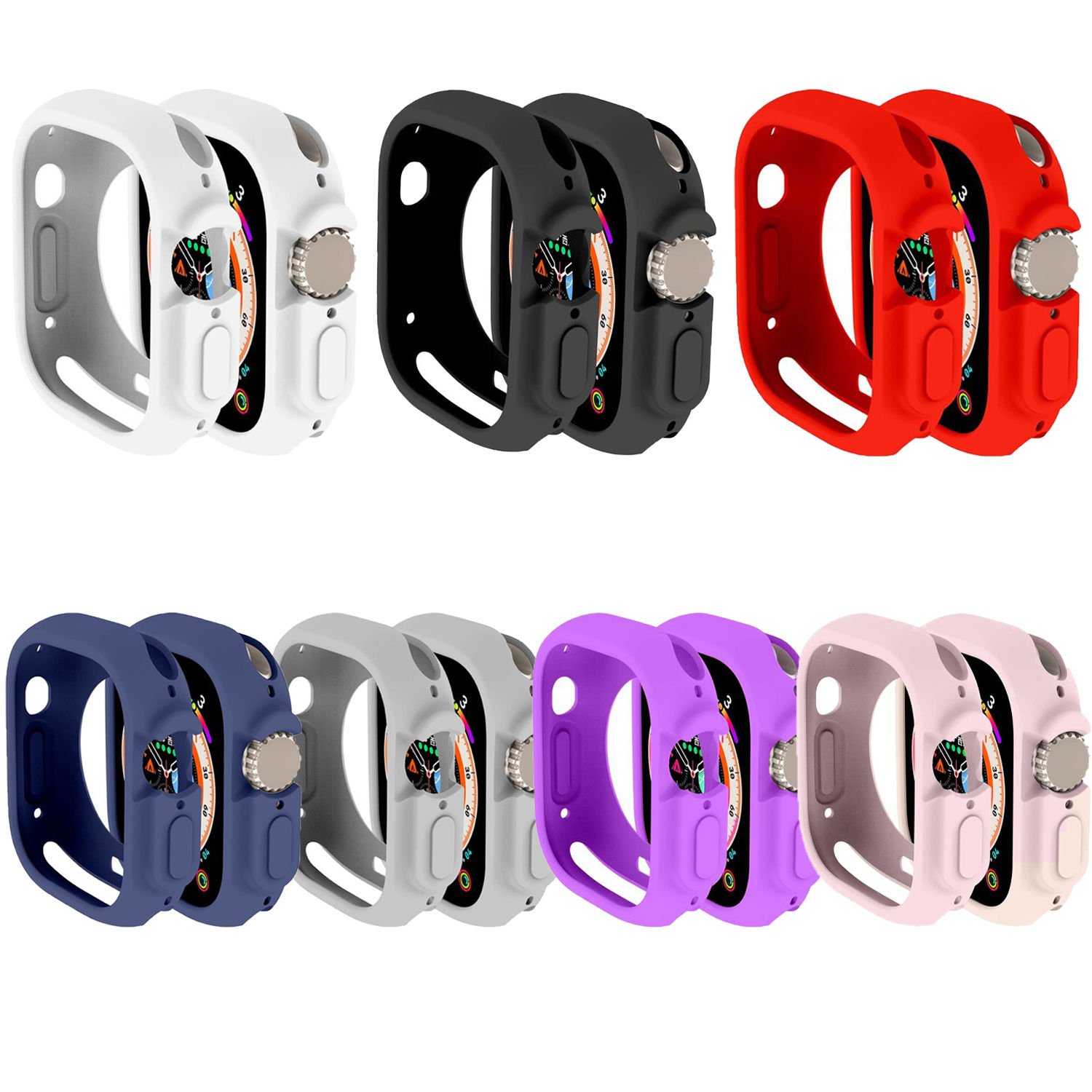 Microcase Apple Watch Ultra 49mm Önü Açık Mat Silikon Kılıf - AL3172
