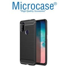 Microcase Samsung Galaxy M51 Brushed Carbon Fiber Silikon Kılıf - Siyah